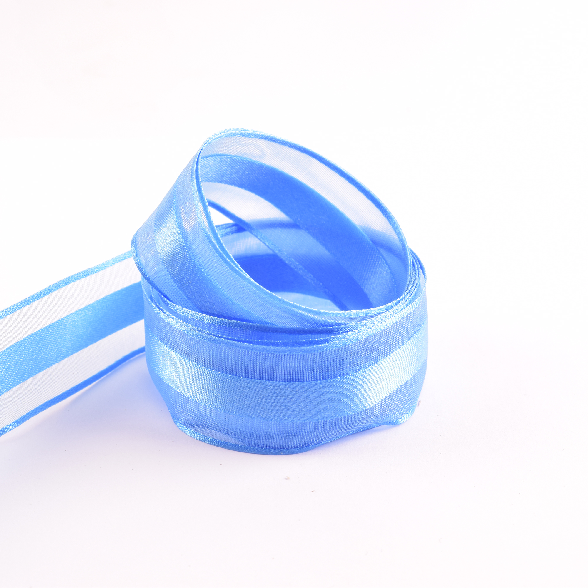 Renges Ribbon GI0368 - Woven Edge Double Face Nylon Sheer - Mediterranean Blue 639