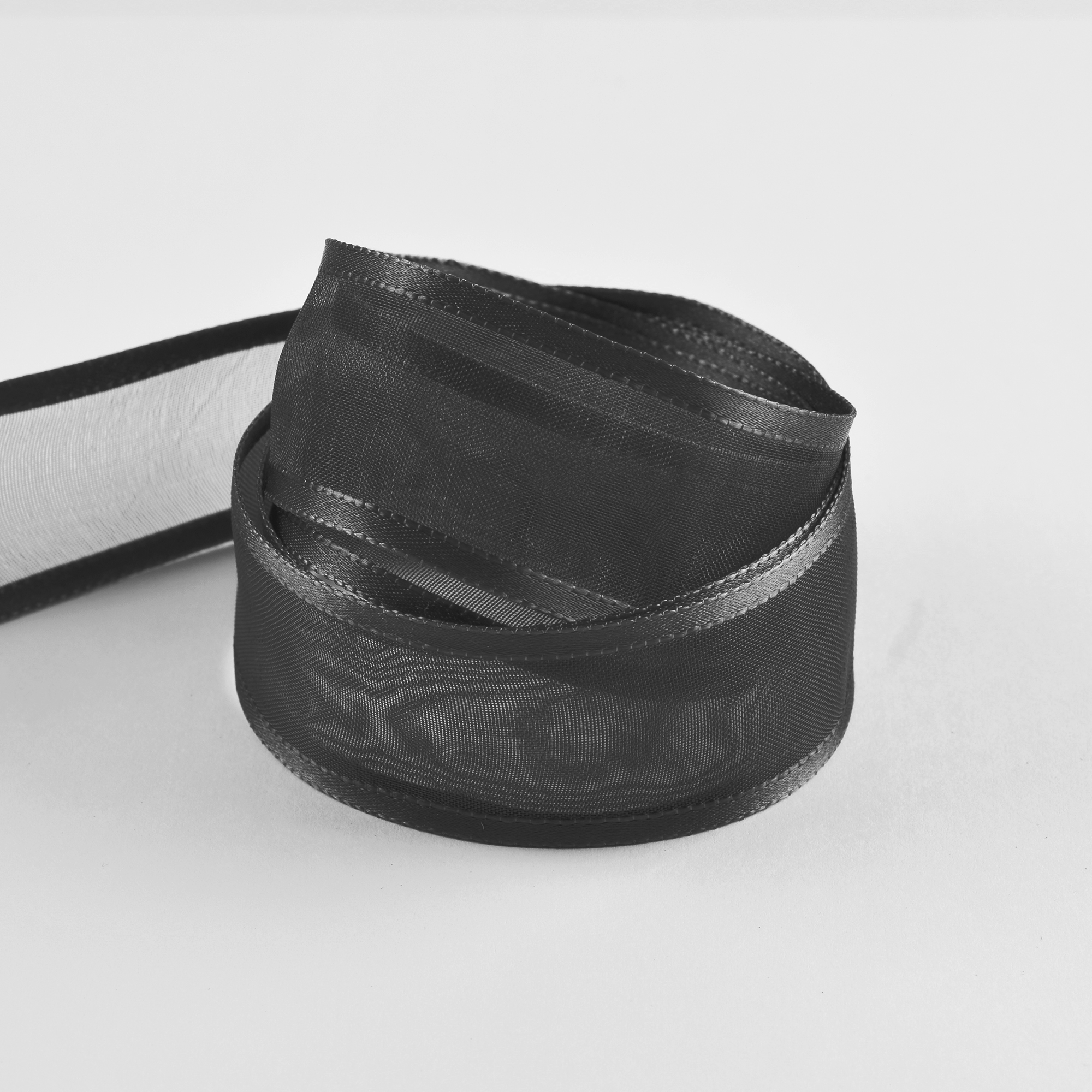 GI0371 - Woven Edge 38mm Double Face Nylon Sheer - Black 990