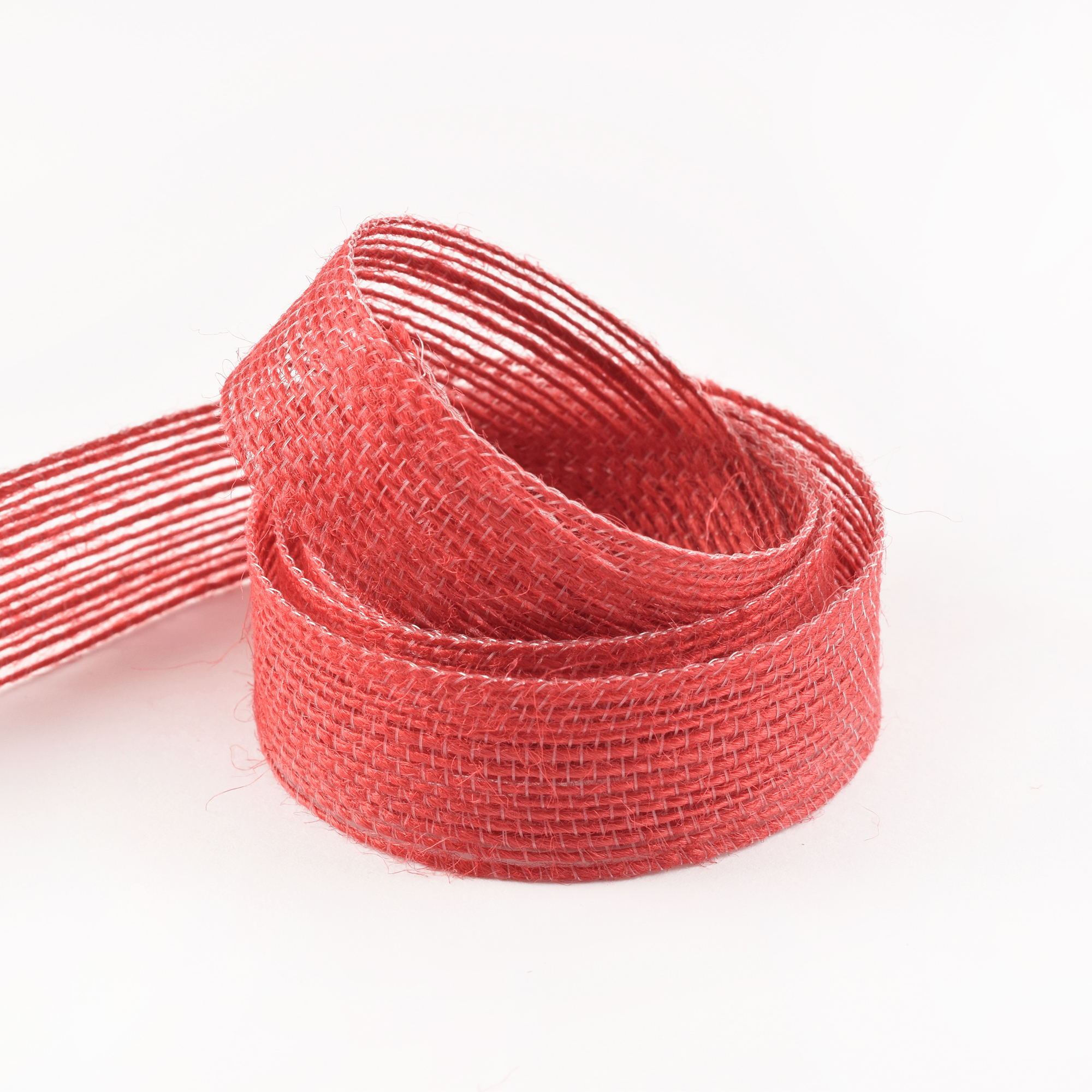 Renges Ribbon GI36032 - Woven Edge 38mm Double Face Jute Hessian - Red 19